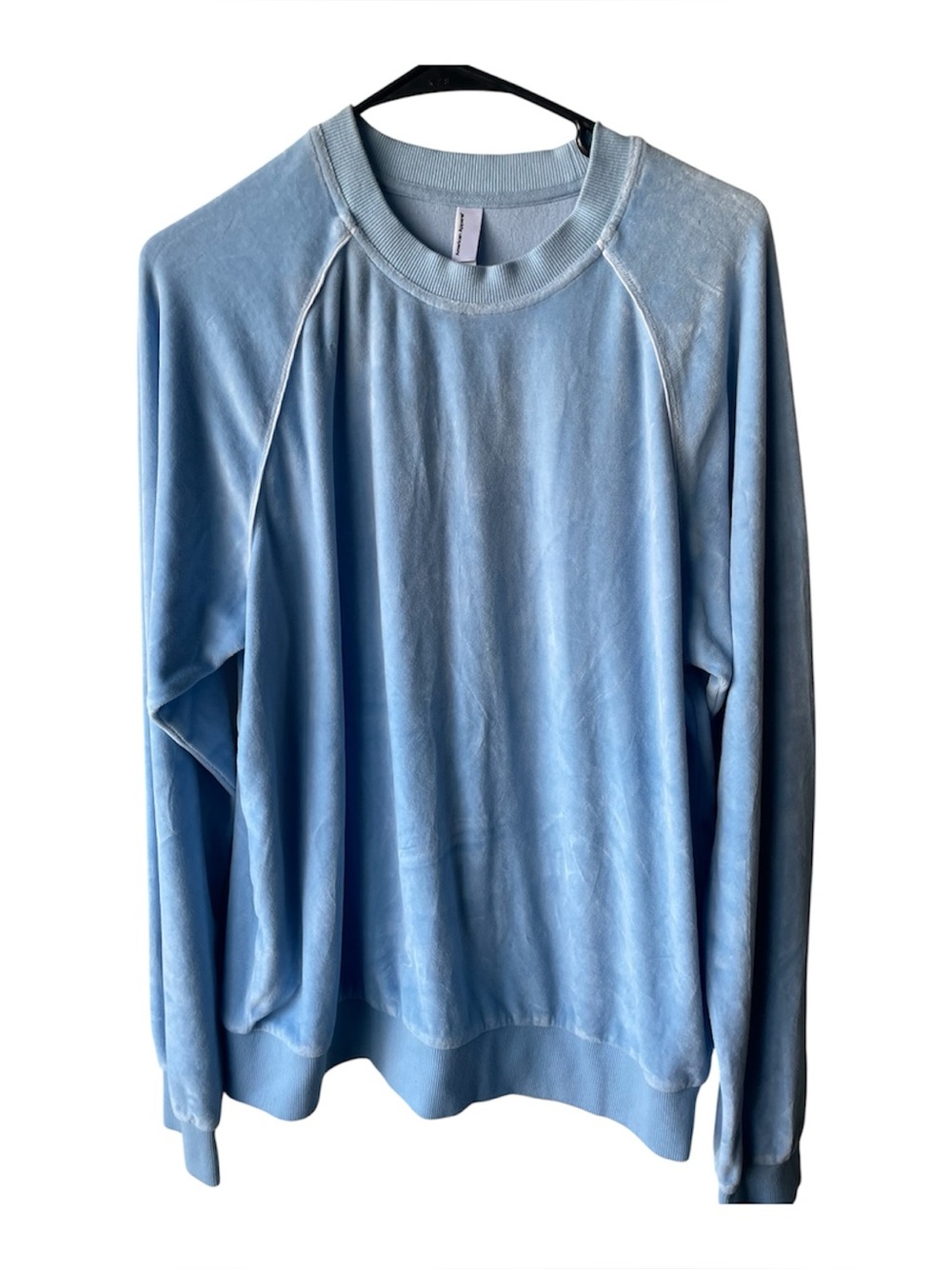 American Apparel Stretch Velour Long Sleeve Raglan Crewneck Blue Raglan